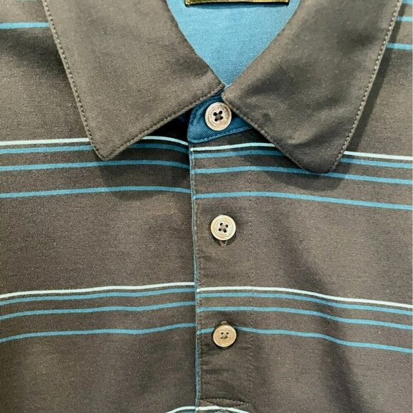 Ashworth EZ Tech Hi Def Men's 3-Button Striped Golf Polo Shirt Size XXL in Black - Picture 4 of 14